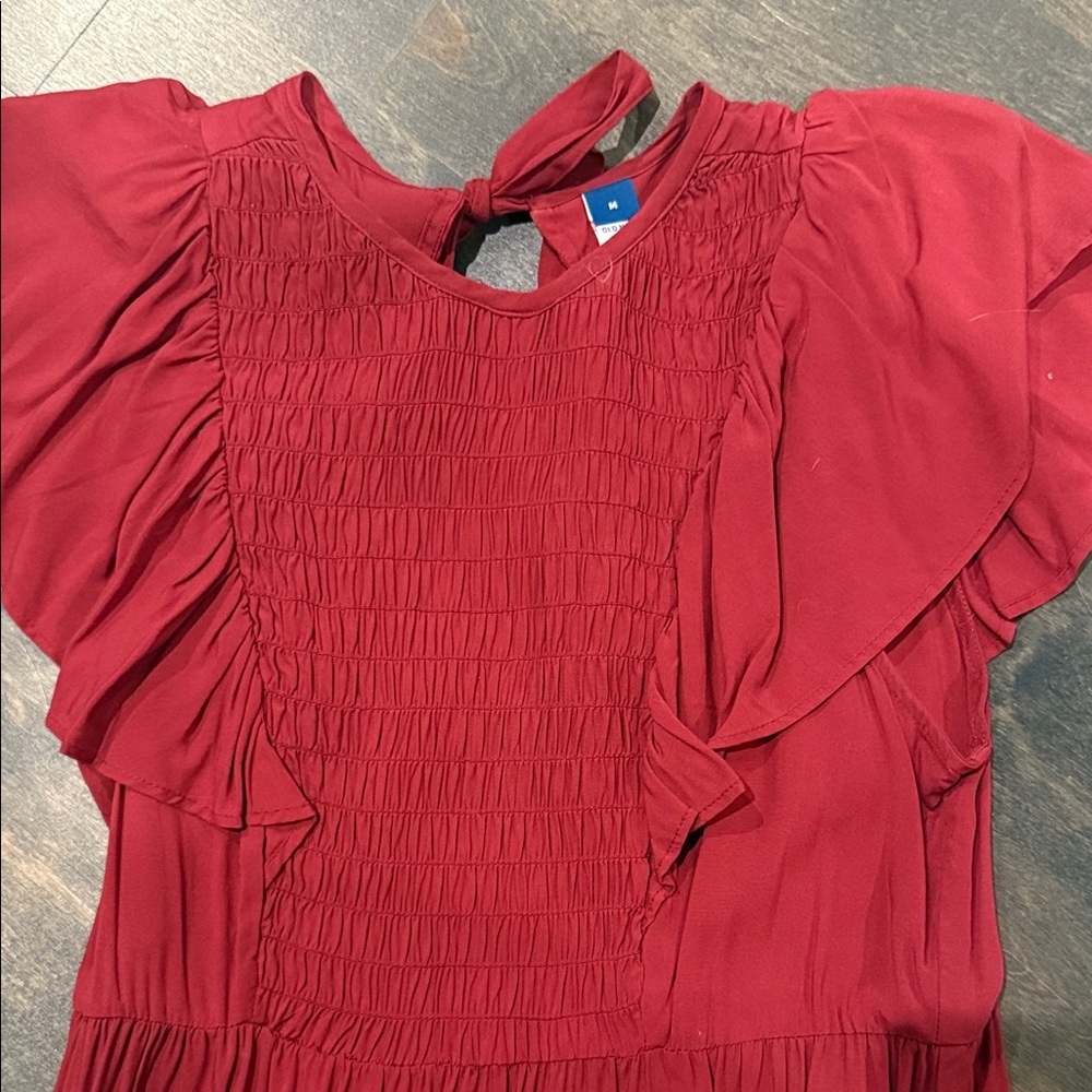 Old Navy Red Womens Peasant Dress - Picture 3 of 5